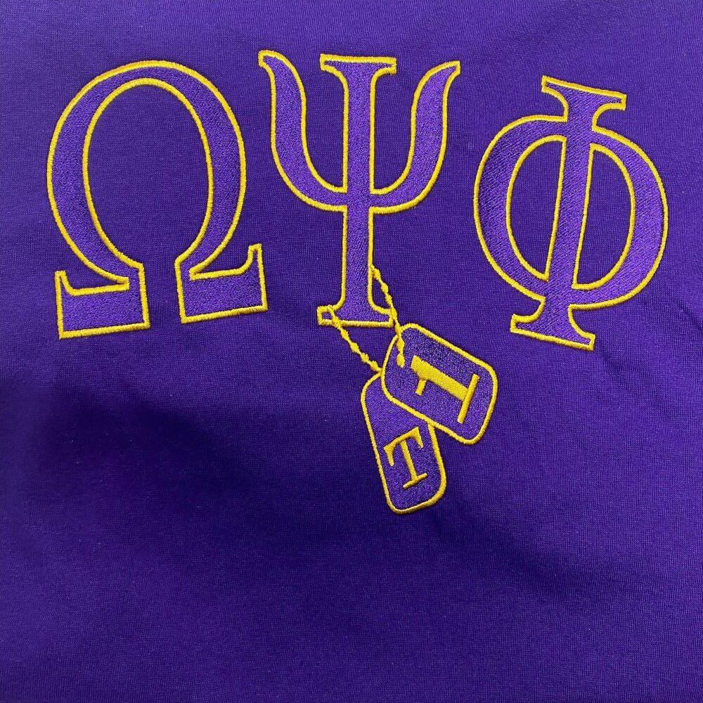 Stunning Omega Psi Phi Military Tag Purple